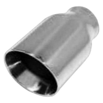Flo-Pro® - 304 SS Round Beveled Edge Angle Cut Weld-On Double-Wall Polished Exhaust Tip (2.25" Inlet, 3.5" Outlet, 7" Length)
