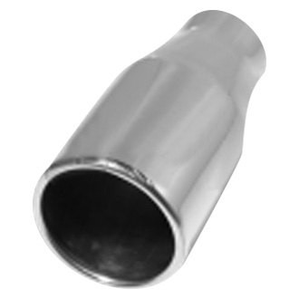 Flo-Pro® - 304 SS Round Rolled Edge Angle Cut Weld-On Polished Exhaust Tip (2.25" Inlet, 3.5" Outlet, 7" Length)