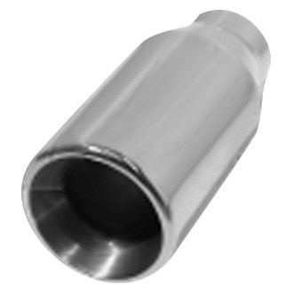 Flo-Pro® - 304 SS Round Rolled Edge Straight Cut Weld-On Double-Wall Polished Exhaust Tip (2.25" Inlet, 3" Outlet, 7" Length)