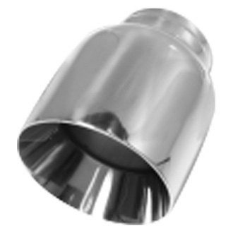 Flo-Pro® - 304 SS Round Beveled Edge Angle Cut Weld-On Double-Wall Polished Exhaust Tip (3" Inlet, 4" Outlet, 5" Length)