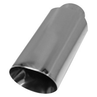 Flo-Pro® - 304 SS Oval Angle Cut Weld-On Double-Wall Polished Exhaust Tip (2.5" Inlet, 15" Length)