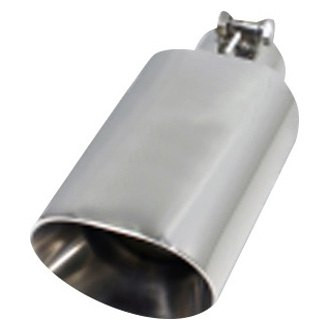 Flo-Pro® - 304 SS Oval Angle Cut Bolt-On Double-Wall Polished Exhaust Tip (3" Inlet, 12" Length)