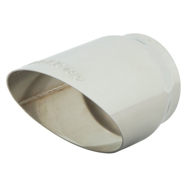 Flowmaster® - Driver or Passenger Side Stainless Steel Round Non-Rolled Edge Angle Cut Single-Wall Polished Exhaust Tip with Embossed Logo
