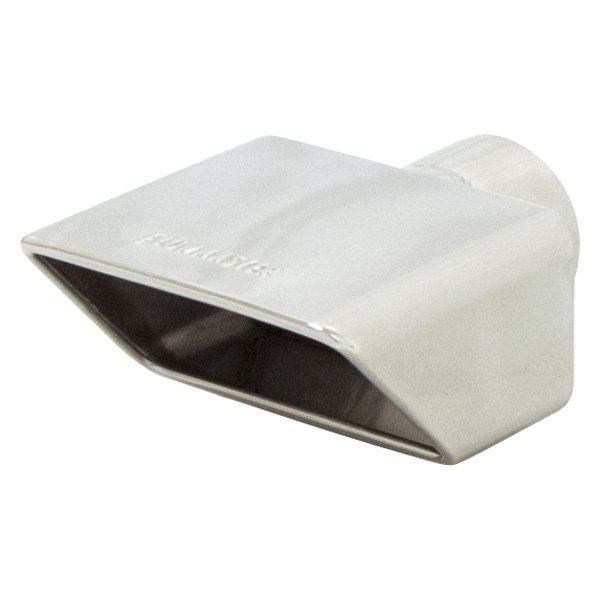Flowmaster® - Driver or Passenger Side Stainless Steel Rectangular Rolled Edge Angle Cut Single-Wall Polished Exhaust Tip with Embossed Logo