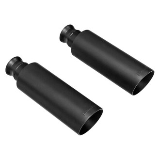 Flowmaster® - 304 SS Round Angle Cut Clamp-On Double-Wall Black Ceramic Coated Exhaust Tips