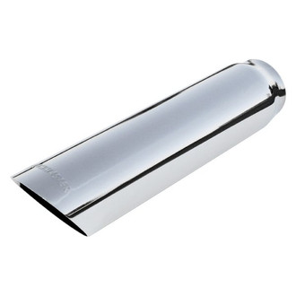 Flowmaster® - Stainless Steel Round Non-Rolled Edge Angle Cut Weld-On Polished Exhaust Tip with Embossed Logo