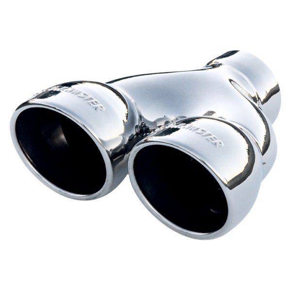 Flowmaster® - Stainless Steel Round Rolled Edge Angle Cut Dual Polished Exhaust Tip with Embossed Logo