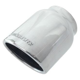 Flowmaster® - Stainless Steel Round Rolled Edge Angle Cut Weld-On Polished Exhaust Tip with Embossed Logo (3" Inlet, 4" Outlet, 5.25" Length)