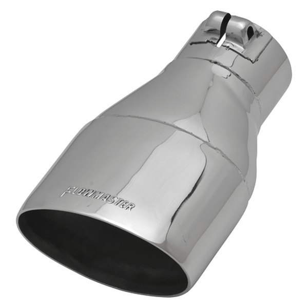Flowmaster® - Driver or Passenger Side Stainless Steel Oval Non-Rolled Edge Angle Cut Double-Wall Polished Exhaust Tip with Embossed Logo