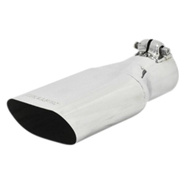 Flowmaster® - Driver or Passenger Side Stainless Steel Oval Angle Cut Single-Wall Polished Exhaust Tip with Embossed Logo