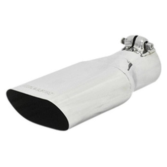 Flowmaster® - Stainless Steel Driver or Passenger Side Oval Angle Cut Clamp-On Single-Wall Polished Exhaust Tip with Embossed Logo