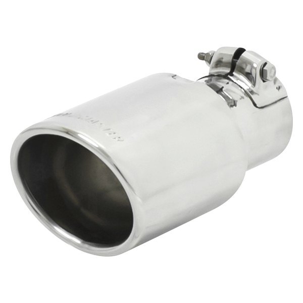 Flowmaster® - Driver or Passenger Side Stainless Steel Oval Rolled Edge Angle Cut Double-Wall Polished Exhaust Tip with Embossed Logo