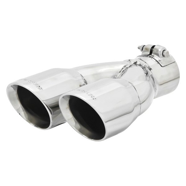 Flowmaster® - Passenger Side Stainless Steel Round Rolled Edge Angle Cut Dual Polished Exhaust Tip with Embossed Logo