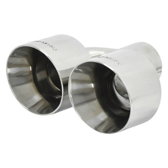 Flowmaster® - Stainless Steel Driver or Passenger Side Round Non-Rolled Edge Angle Cut Weld-On Dual Polished Exhaust Tip with Embossed Logo