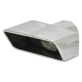 Flowmaster® - Stainless Steel Passenger Side Rectangular Rolled Edge Angle Cut Clamp-On Single-Wall Polished Exhaust Tip with Embossed Logo (3" Inlet, 7" Length)