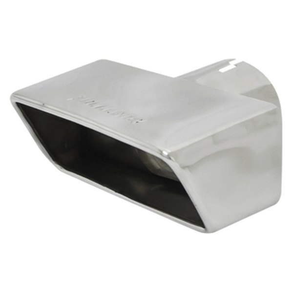 Flowmaster® - Driver Side Stainless Steel Rectangular Rolled Edge Angle Cut Single-Wall Polished Exhaust Tip with Embossed Logo