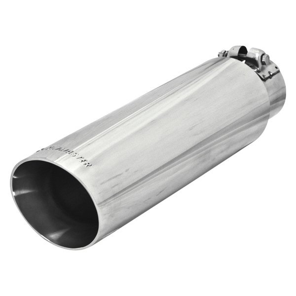 Flowmaster® - Driver or Passenger Side Stainless Steel Round Non-Rolled Edge Angle Cut Double-Wall Polished Exhaust Tip with Embossed Logo