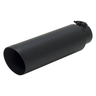 Flowmaster® - Stainless Steel Driver or Passenger Side Round Non-Rolled Edge Angle Cut Clamp-On Double-Wall Black Ceramic Coated Exhaust Tip with Embossed Logo (2.5" Inlet, 3.5" Outlet, 13" Length)