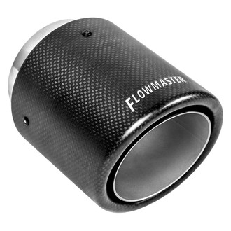 Flowmaster® - Carbon Fiber Driver or Passenger Side Round Rolled Edge Angle Cut Weld-On Double-Wall Satin Exhaust Tip (3" Inlet, 4" Outlet, 5.25" Length)