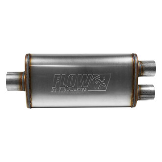 Flowmaster® - FlowFX™ 409 SS Oval Gray Exhaust Muffler (3" Center ID, 2.5" Dual OD, 18" Length)
