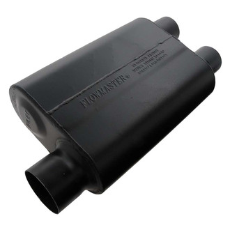 Flowmaster® - Super 44 Series Delta Flow™ Aluminized Steel Oval Black Exhaust Muffler (3" Offset ID, 2.5" Dual OD, 13" Length)