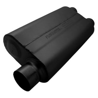 Flowmaster® - 50 Series Delta Flow™ Aluminized Steel Oval Black Exhaust Muffler (3" Offset ID, 2.5" Dual OD, 17" Length)