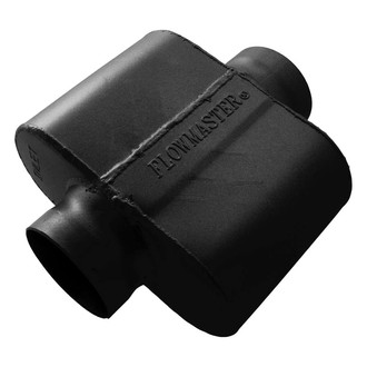 Flowmaster® - 10 Series Delta Force™ Aluminized Steel Oval Single Chamber Black Exhaust Muffler (3.5" Center ID, 3.5" Center OD, 6.5" Length)