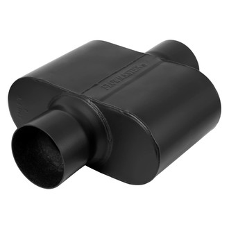 Flowmaster® - 10 Series Delta Force™ Aluminized Steel Oval Single Chamber Black Exhaust Muffler (4" Center ID, 4" Center OD, 7.5" Length)