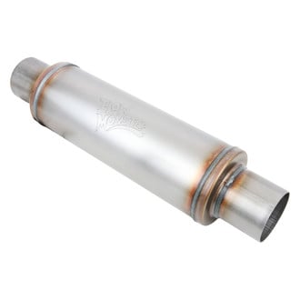FlowMonster™ - 409 SS Round Straight Through Natural Muffler (3" Center ID, 3" Center OD, 14" Length)