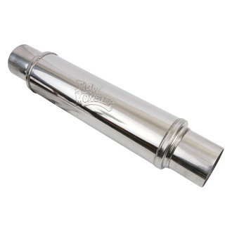 FlowMonster™ - 409 SS Round Straight Through Polished Muffler (3" Center ID, 3" Center OD, 14" Length)