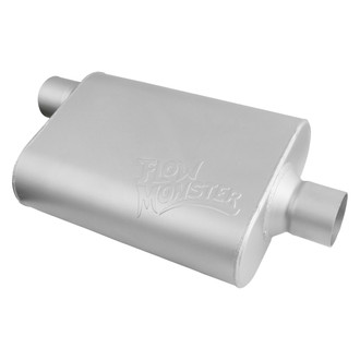 FlowMonster™ - 2-Chamber Oval Silver Exhaust Muffler (2.5" Offset ID, 2.5" Center OD, 13" Length)