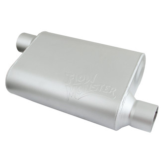 FlowMonster™ - 2-Chamber Oval Silver Exhaust Muffler (2.5" Offset ID, 2.5" Offset OD, 13" Length)
