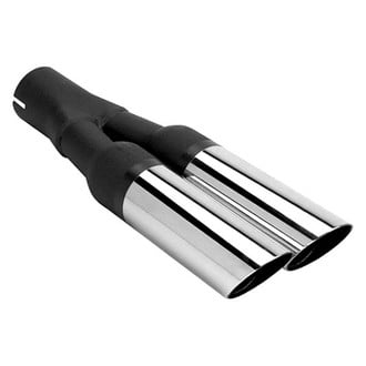 Flowtech® - Terminator™ Round Resonated Angle Cut Clamp-On Dual Polished Exhaust Tip (2.25" Inlet, 2.5" Outlet, 15" Length)