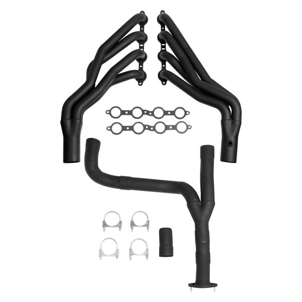 Flowtech® 11534FLT Mild Steel Black Painted Long Tube Exhaust Headers with YPipe