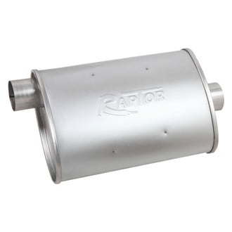 Flowtech® - Raptor™ Aluminized Steel Oval Turbo Silver Exhaust Muffler (2.25" Offset ID, 2.25" Center OD, 13" Length)