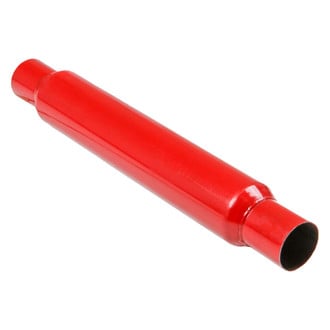 Flowtech® - Red Hots™ Aluminized Steel Round Slip-Fit Red Exhaust Muffler (2.25" Center ID, 2.25" Center OD, 18" Length)