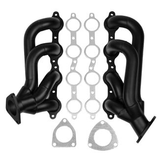 Flowtech® - 304 SS Black Painted Short Tube Exhaust Headers