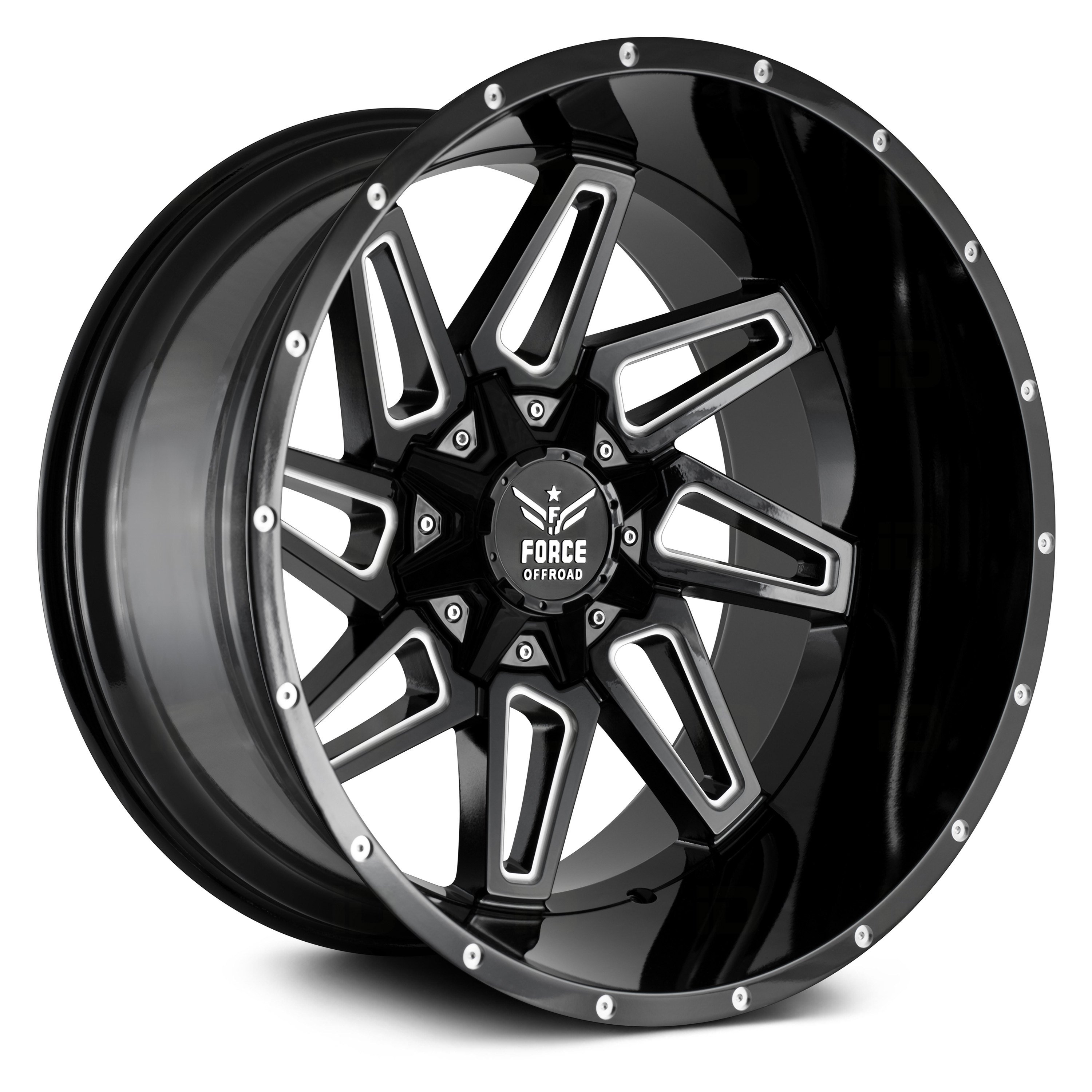 FORCE OFFROAD® F02 Wheels Black with Milled Accents Rims