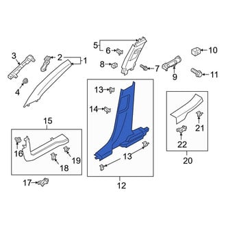 Ford OE - Right Lower Door Pillar Post Trim Set