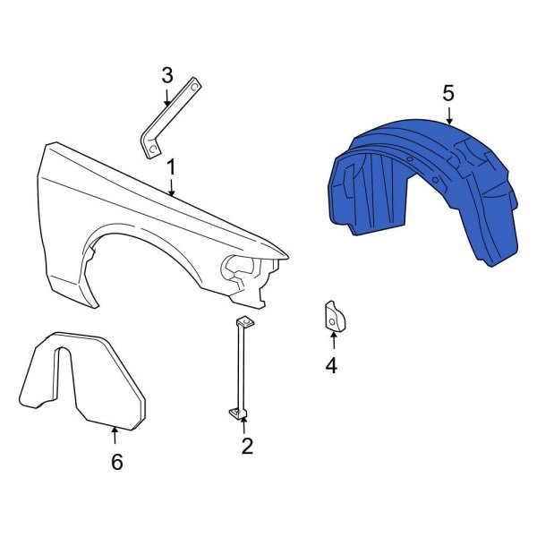 Ford OE 6W7Z16054A Front Right Fender Splash Shield
