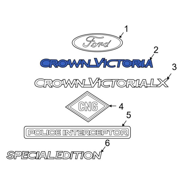 Ford OE 3W7Z5442528BA Rear Deck Lid Emblem