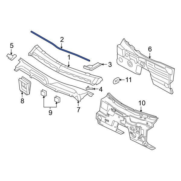 Ford OE 5R3Z63020N02AAA - Left Cowl Seal