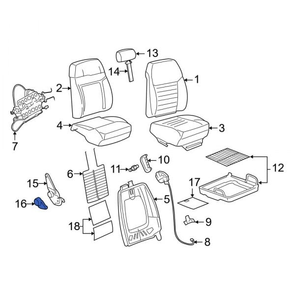 Ford OE 7R3Z6362622AA Seat Back Recliner Adjustment Handle