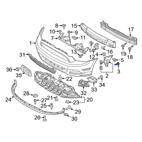 Bumper Cover Support Rail Screw