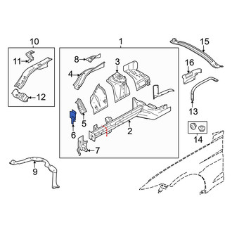 Ford OE - Front Center Left Radiator Support Tie Bar Bracket