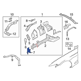 Ford OE - Front Left Lower Radiator Support Tie Bar Bracket