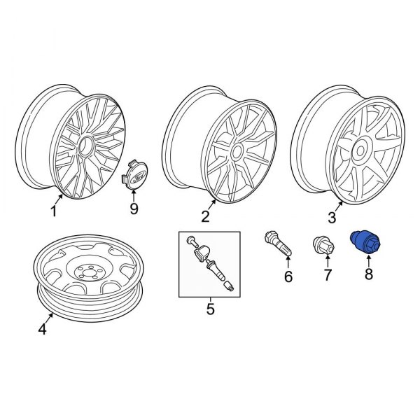 Ford OE ACPZ1A043D Wheel Lock Set