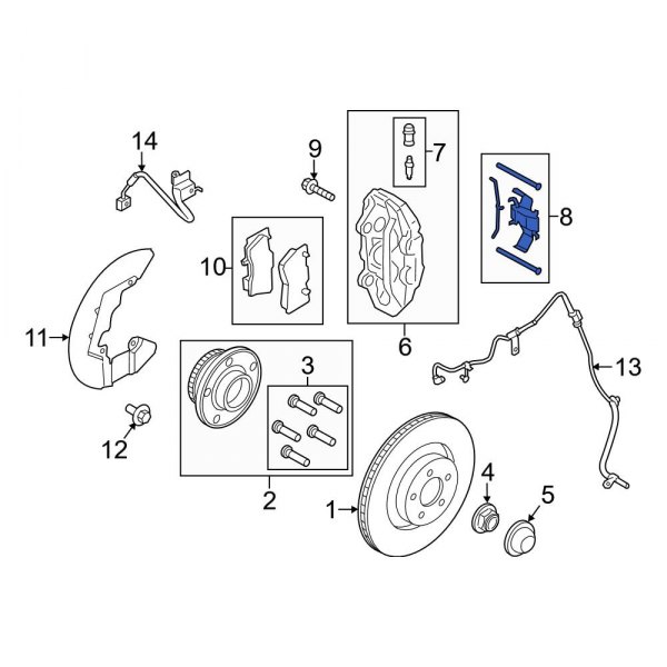 Ford OE FR3Z2068C Front Disc Brake Caliper Hardware Kit