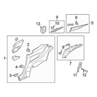 Ford OE - Quarter Panel - Interior Trim (EcoBoost / EcoBoost Premium / GT / GT 50 Years Limited Edition / GT Premium / Shelby GT350 / Shelby GT350R / V6 Coupe)