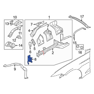 Ford OE - Front Left Lower Radiator Support Tie Bar Bracket